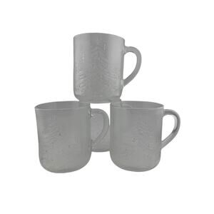 Vintage 1960s Duralex Clear Glass Coffee Mugs Christmas Tree Design – Set of 4